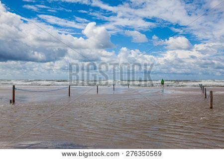 On The Amazing Lakolk Beach After Heavy Rain. This Beach Is  Beach After Heavy Rain, Jutland, Denmar