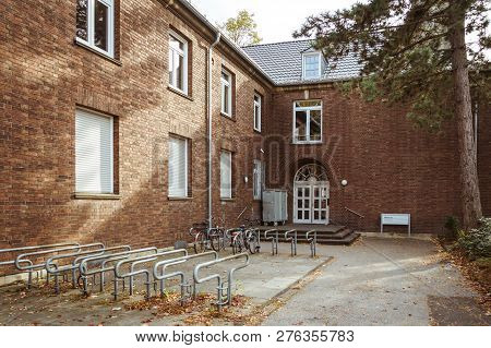 October 19, 2018 Germany. Clinic Helios Krefeld. Bicycle Ecological Mode Of Transport In Europe. Bic