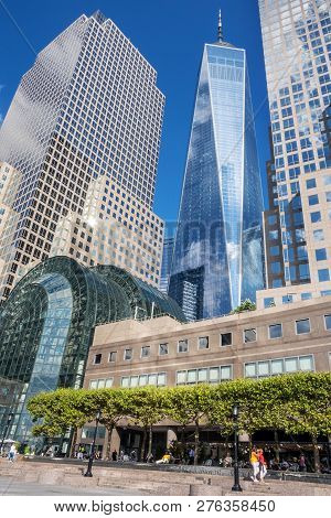 New York-september 7: A View Of Brookfield Place With Skyscrapers And The Freedom Tower On September