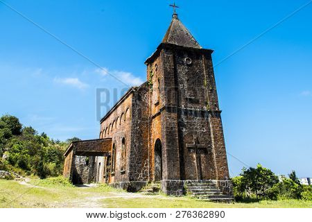 Old French Catholic Church In Kampot, Cambodia.