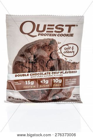 Winneconne, Wi - 30 December 2018: A Package  Of Quest Protein Cookie In Double Chocolate Chip Flavo