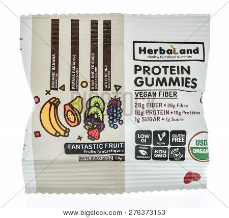 Winneconne, Wi - 30 December 2018: A Package  Of Herbal And Healthy Nutritional Gummies Vegan Fiber 
