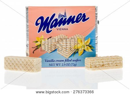 Winneconne, Wi - 30 December 2018: A Package  Of Manner Vanilla Sugar Wafers On An Isolated Backgrou