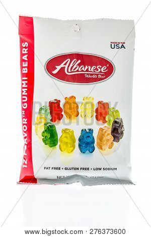 Winneconne, Wi - 30 December 2018: A Package Of Albanese Gummi Bears On An Isolated Background.