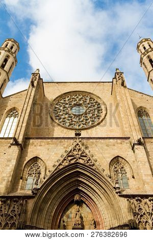Santa Maria Del Mar (1383) Is An Imposing Church In The Ribera District Of Barcelona, Spain