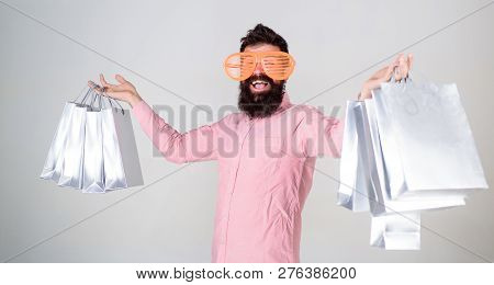 Happy Shopping With Bunch Paper Bags. Shopping Addicted Consumer. Profitable Deal. How To Get Ready 