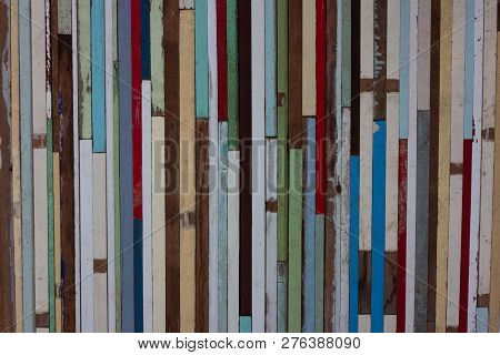 Old Corlourful Wood Plank Wall Texture , Use As A Background