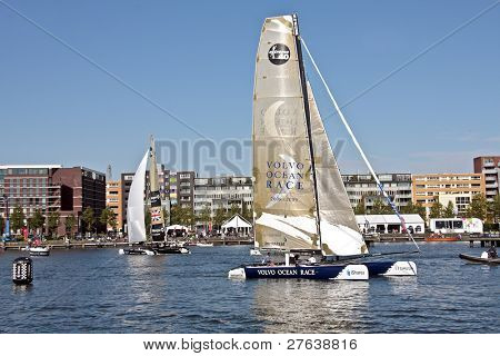 AMSTERDAM-19. Hafen SEPTEMBER 08, Ishares-Cup World final extreme Katamaran Rennen in Amsterdam in t