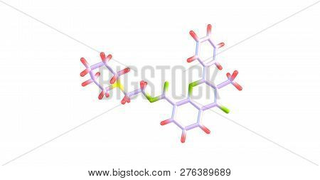 Flavoxate Molecular Structure Isolated On White