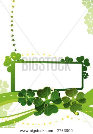 Blanc avec vert trèfle à quatre feuilles