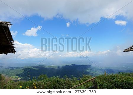 Beautiful Landscape On Mountain With Sky And Cloud, Peace And Relaxation, Beautiful Nature To Make O
