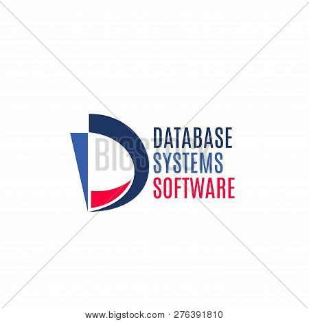 Database System Software Vector Sign. Database, Development And It Technology Concept. Computer Syst