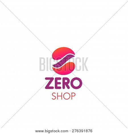 Zero Shop Vector Icon In Pink And Magenta Colors. Concept Of Shopping And Sale Creative Icon. Colorf