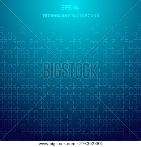 Abstract Squares Pattern Futuristic Transfer Data On Blue Background Technology Concept. Vector Illu