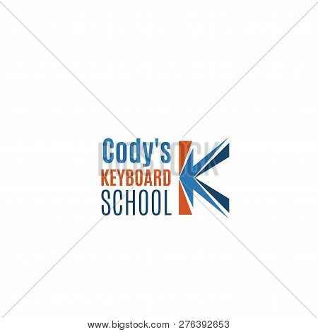 Cody Keyboard School Vector Icon In Orange And Blue Colors. Concept Of Education Or E-learning, Badg