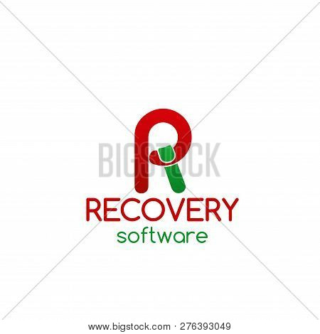 Vector Sign For Recovery Software Company. Concept Of Professional Hard Drive Data Recovery And Reco