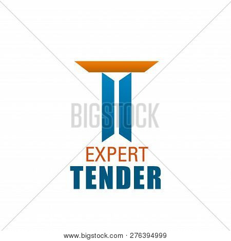 T Letter Icon For Expert Tender Company. Vector Letter T Geometric Shape Symbol Template For Commerc