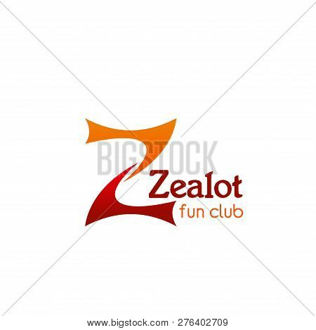 Vector Icon For Fun Club Isolated On White Background. Bright Orange Sign Zealot For Soccer Football