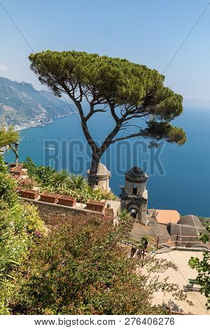 View Over Gulf Of Salerno From Villa Rufolo, Ravello, Campania, Italy