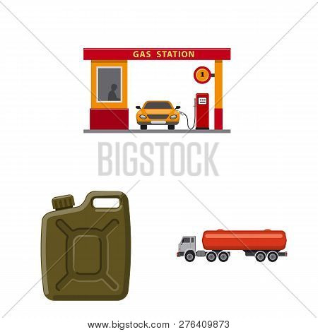 Isolated Object Of Oil And Gas Logo. Collection Of Oil And Petrol Vector Icon For Stock.