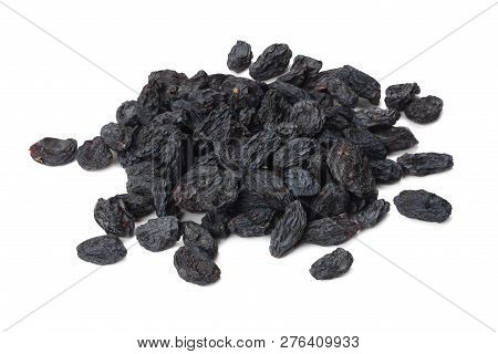 Black Raisins Isolated On A White Background