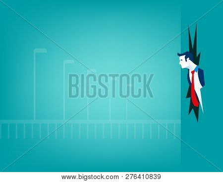 Businessman Breaking Through Wall