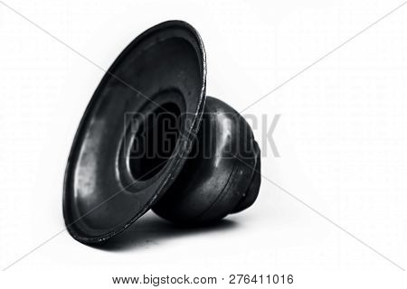 Close Up Of Old Ancient Vessel Or Utensil Or Container Or Isolated On White I.e. Chilamchi Or Chelam