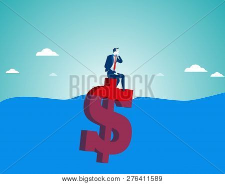 Businessman Sitting On Money