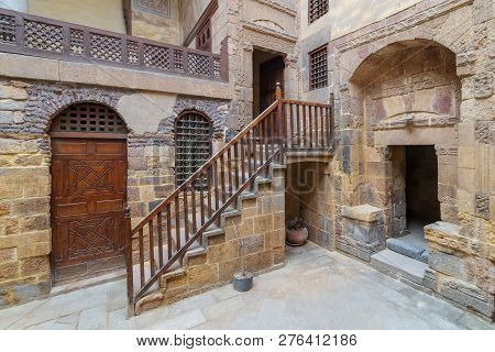 Cairo, Egypt - December 16 2018: Courtyard Of Ottoman Historic Beit El Set Waseela Building (waseela
