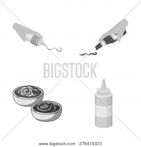 Vector Illustration Of Sauce And Condiment Logo. Collection Of Sauce And Bowl Vector Icon For Stock.