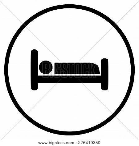 Bed Symbol - Flat Icon In Circle For Hotel Cabin Or Slleeping Room