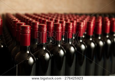 Bottles Of Wine In Winecellar Redy For Packing And Delivery