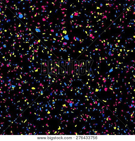 Colorful Confetti Seamless Pattern. Vector Abstract Background With Small Randomly Scattered Dots, S