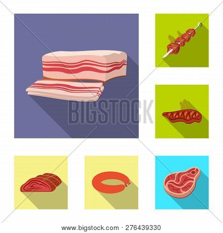 Vector Illustration Of Meat And Ham Logo. Set Of Meat And Cooking Stock Vector Illustration.