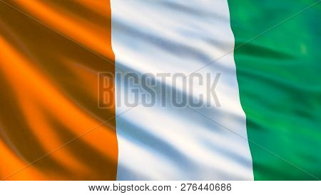Cote D'ivoire Flag. Waving Flag Of Cote D'ivoire 3D Illustration