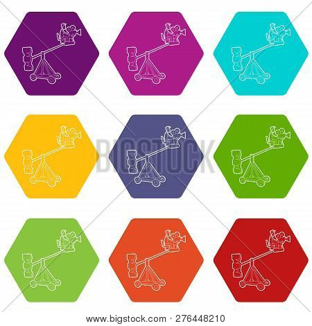 Difficult Filming Icons 9 Set Coloful Isolated On White For Web