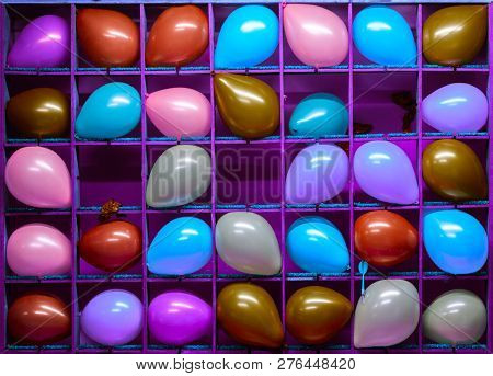 Night Air Balloon Game Darts Colorful Unadorned Flat Background