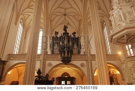 Brno, The Czech Republic - December 28, 2018: The Church Of St. Jacob The Elder Is A Late Gothic Thr