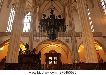 Brno, The Czech Republic - December 28, 2018: The Church Of St. Jacob The Elder Is A Late Gothic Thr
