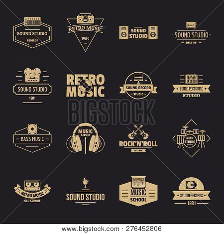 Music Studio Logo Icons Set. Simple Illustration Of 16 Music Studio Logo Vector Icons For Web