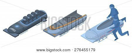 Bobsleigh Icon Set. Isometric Set Of Bobsleigh Vector Icons For Web Design Isolated On White Backgro