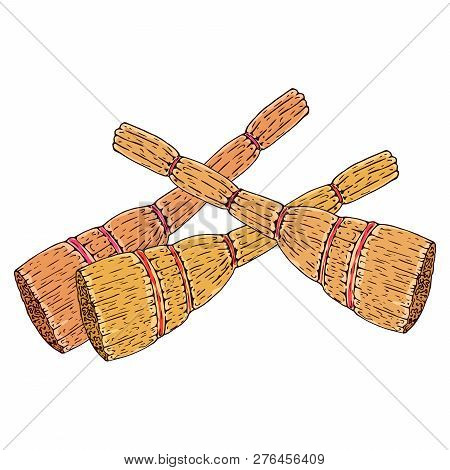 Broom. Vector Of A Broom. Hand Drawn Broom.