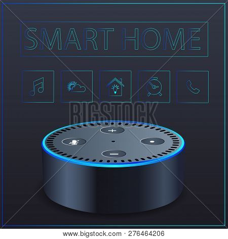 Black Smart Home Mini Device Eps Vector File