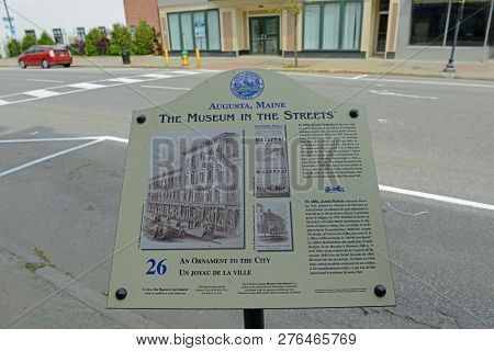 Augusta, Me, Usa - June 07, 2015: The Museum In The Streets Sign Introduce The Historic Landmarks In
