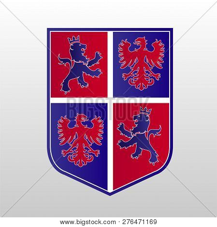Blue Red Heraldic Shield Eps Vector File