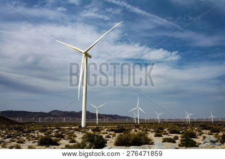 Wind Turbines In The Distance From A Viewpoint Off Of Interstate 8 In The Coachella Valley Of Southe