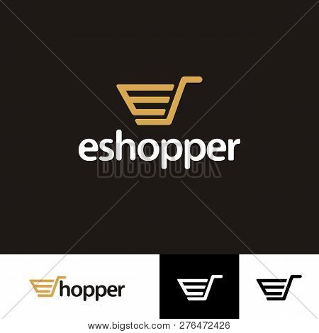Vector, Icon, Symbols E Shopper Online Logo Template Design.