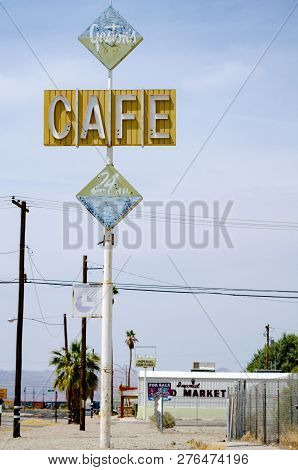 May 15 2015 - Niland, Ca: Sign For Gaston's Cafe, Now Closed.