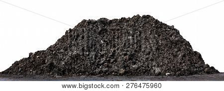 Soil Clay Mountain Pile, Soil Heap Land For Construction Home Or Road Way Building, Wet Soil Dirt Mo