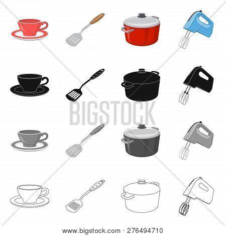 Vector Design Of Kitchen And Cook Sign. Collection Of Kitchen And Appliance Vector Icon For Stock.